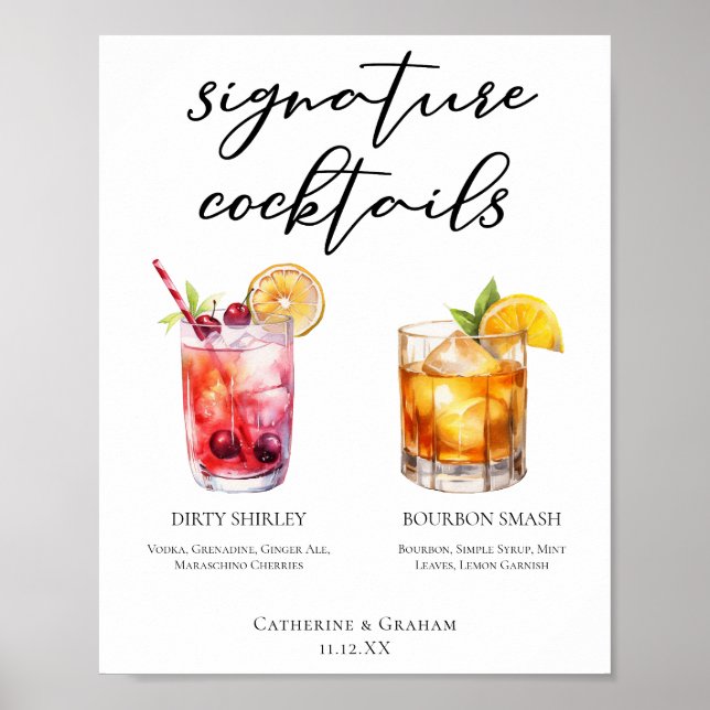 Dirty Shirley Bourbon Smash Namnteckning Drinks Me Poster (Framsidan)