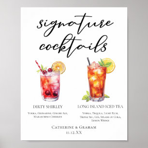 Dirty Shirley Long Island Namnteckning Cocktails M Poster