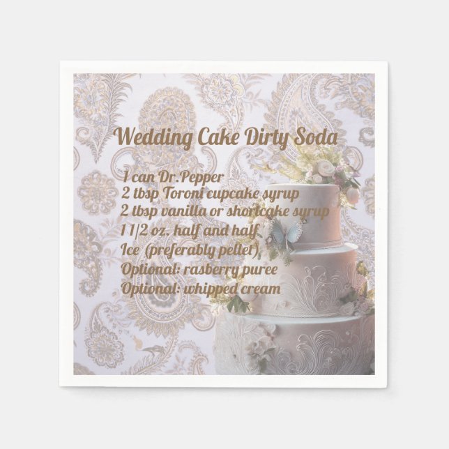 Dirty Soda Bröllop Cake Napkin Pappersservett (Framsidan)