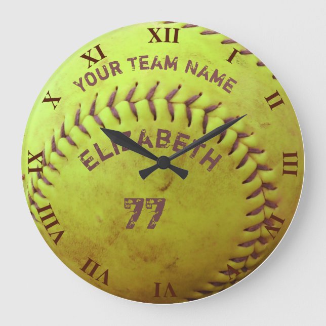 Dirty Softball Namn Team Number Boll Stor Klocka (Framsida)