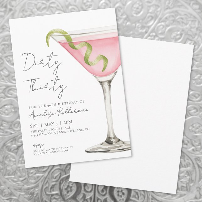 Dirty Thirty 30-årsfest Inbjudningar (Dirty Thirty 30th Birthday Party Invitation)