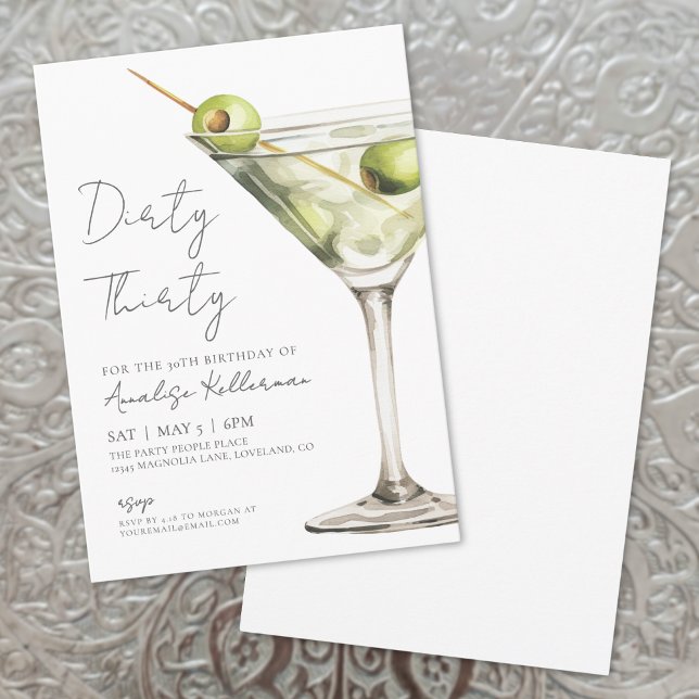 Dirty Thirty 30-årsfest Inbjudningar (Dirty Thirty 30th Birthday Party Invitation)