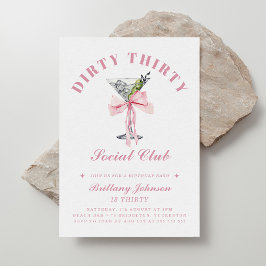 Dirty Thirty Bow & Martini 30års födelsedag Inbjudningar