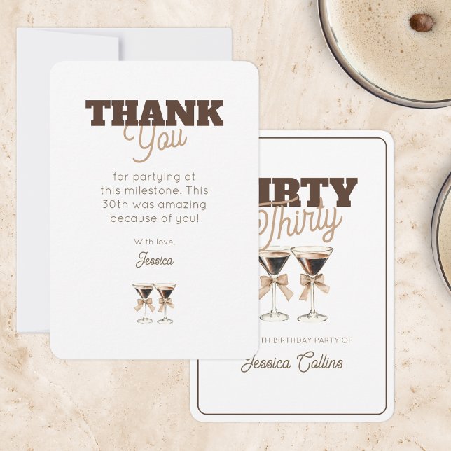 Dirty Thirty Coctail Espresso Martini 30 Birthday Tack Kort (Dirty Thirty Coctail Espresso Martini 30 Birthday Thank You Card)