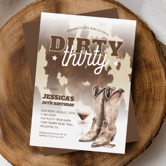 Dirty Thirty Cowgirl Westernare 30års födelsedag P Inbjudningar