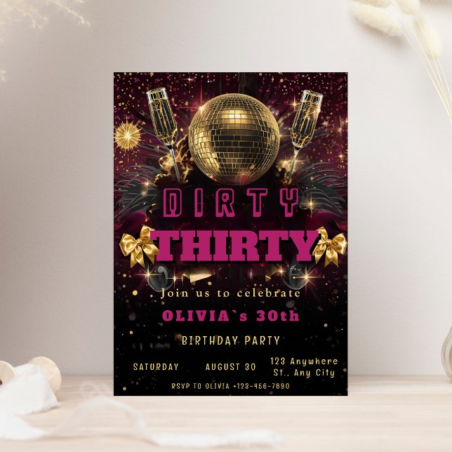 Dirty Thirty Disco Birthday Invitation Inbjudningar (Skapare uppladdad)