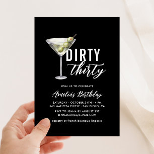 Dirty Thirty Martini 30års födelsedag-inbjudan Inbjudningar