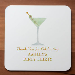 Dirty Thirty Martini Cocktail, 30års födelsedag Pa Fyrkantigt Klistermärke