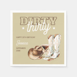 Dirty Thirty Rodeo Taupe Beige 30th Birthday Party Pappersservett