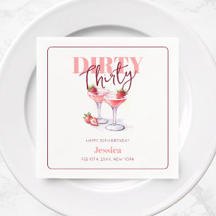 Dirty Thirty Strawberry Martini 30års födelsedag Pappersservett