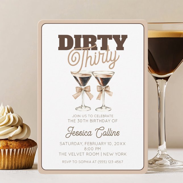 Dirty tretty Espresso Cocktail 30års födelsedag Pa Inbjudningar (Dirty Thirty Espresso Cocktail 30th Birthday Party Invitation)