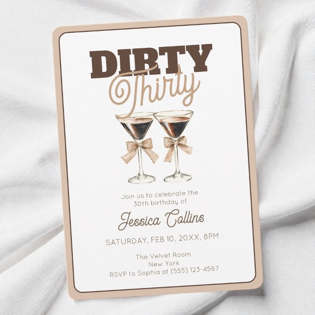 Dirty tretty Espresso Cocktail 30års födelsedag Pa Inbjudningar (Dirty Thirty Espresso Cocktail 30th Birthday Party Invitation)