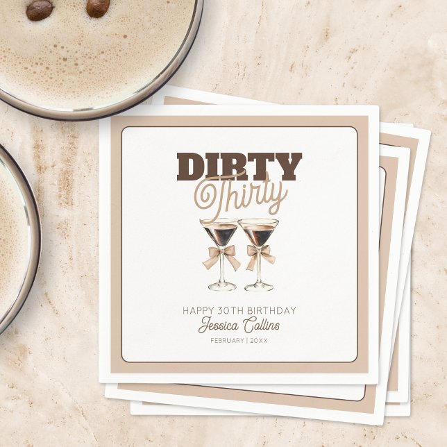 Dirty tretty Espresso Cocktail 30års födelsedag Pa Pappersservett (Dirty Thirty Espresso Cocktail 30th Birthday Party Napkins)