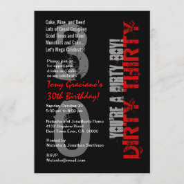 Dirty Trety Birthday Black White Red Dirty Boy Inbjudningar