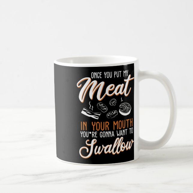 Dirty Vuxen Gift Design Kött i Mouth Bbq Jok Kaffemugg (Höger)