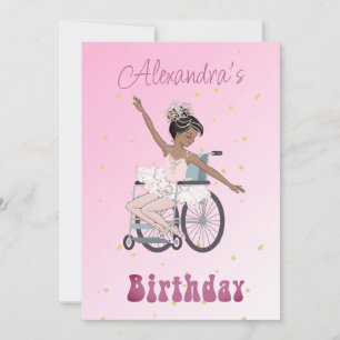 Disability Ballerina African American Girls Birth Inbjudningar