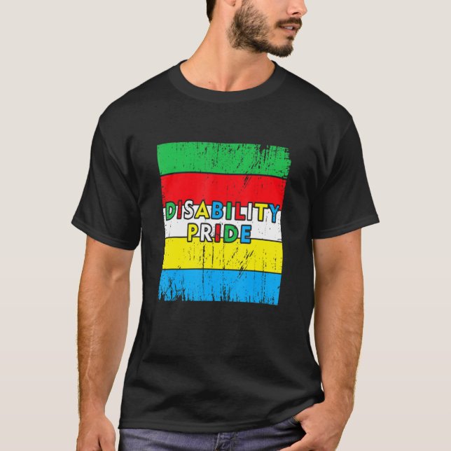Disability Pride Flagga Disabled Month Disability  T Shirt (Framsida)