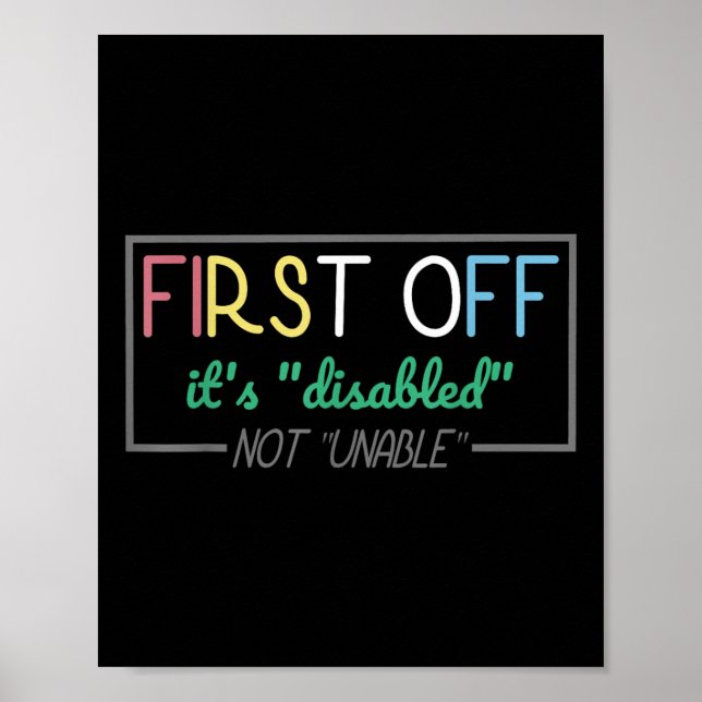 Disabled Not Unable Disability Awarenes Pride Mont Poster (Framsidan)