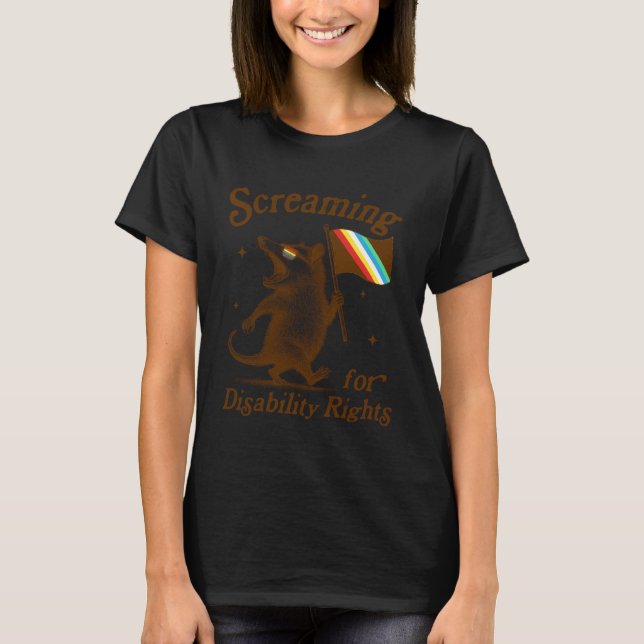 Disabled Pride Opossum Skriker för funktionshinder T Shirt (Framsida)