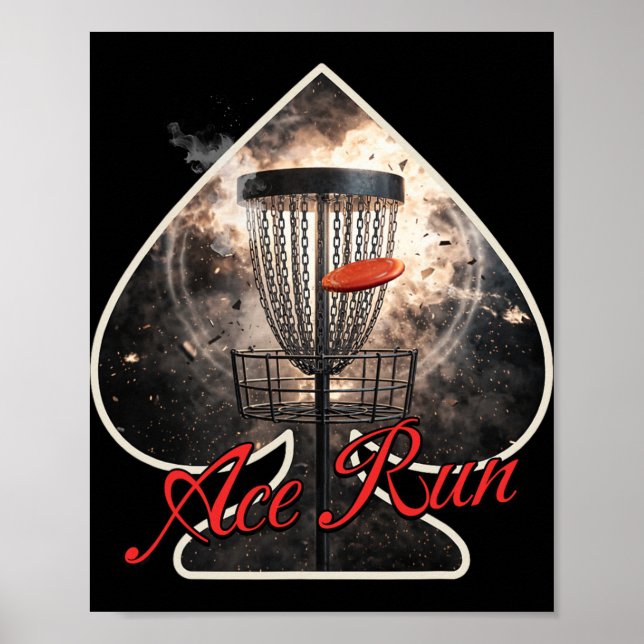 Disc Golf Ace Run Chains Basket Graphic For Frisbe Poster (Framsidan)