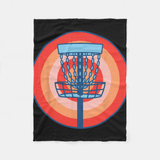 Disc Golf Basket Retro Flying Disc Golfing Scene  Fleecefilt