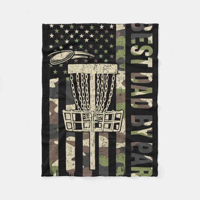 Disc Golf Best Dad By Par Funny Camo Us Flag Golfe Fleecefilt (Framsidan)