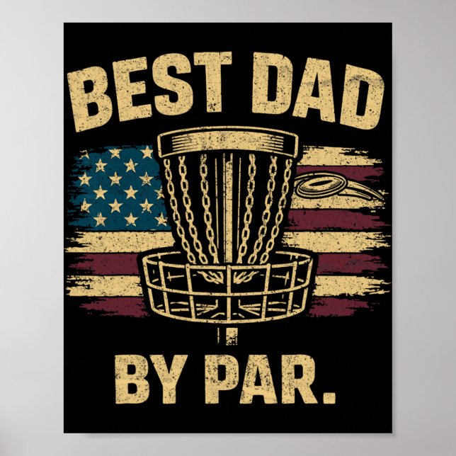 Disc Golf Best Dad By Par Funny Camo Us Flag Golfe Poster (Framsidan)
