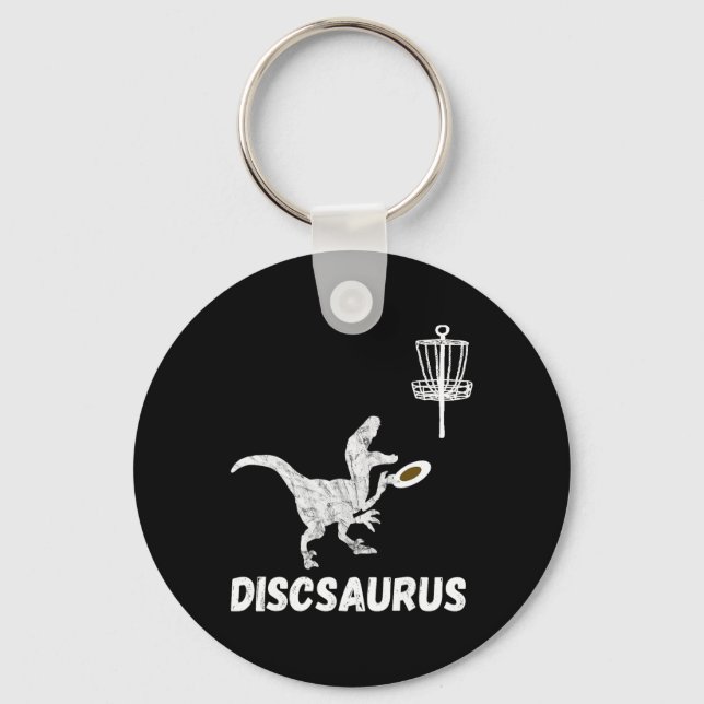 Disc Golf Dinosaur Frolfing T-rex Dino Rolig Disc  Nyckelring (Framsida)