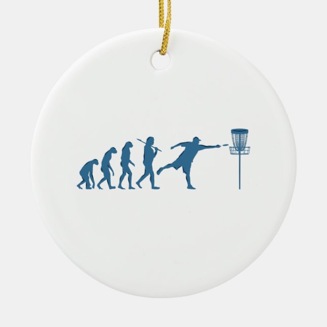 Disc Golf Evolution - Roligt Present För Disc Golf Julgransprydnad Keramik (Framsidan)