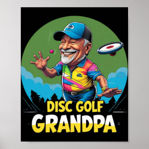 Disc Golf Farfar – Grön Dge Cap-kast Retro Poster