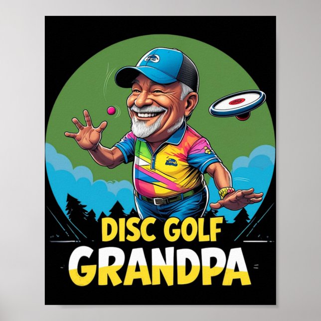Disc Golf Farfar – Grön Dge Cap-kast Retro  Poster (Framsidan)