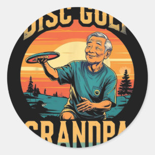 Disc Golf Farfar – Rolig Retro Sportdesign För  Runt Klistermärke