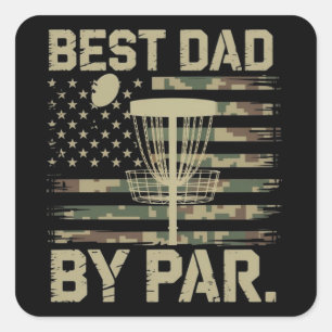 Disc Golf Frisbee Bästa Pappa Par Camo US flagga G Fyrkantigt Klistermärke