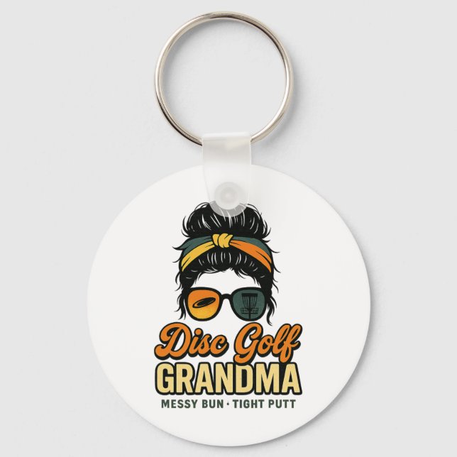 Disc Golf Grandma Retro Script  Nyckelring (Framsida)