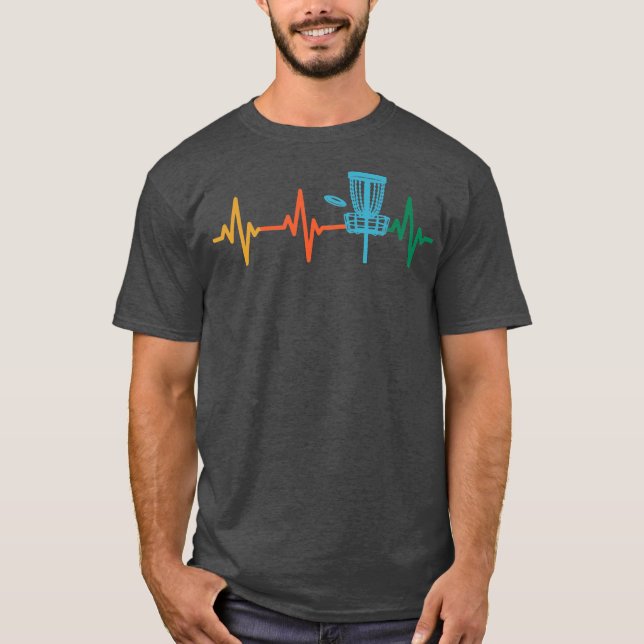 Disc Golf Heartbeat EKG Heart Rate Disk Golf T Shirt (Framsida)