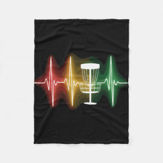 Disc Golf Heartbeat Ekg Line Retro Golf Player  Fleecefilt