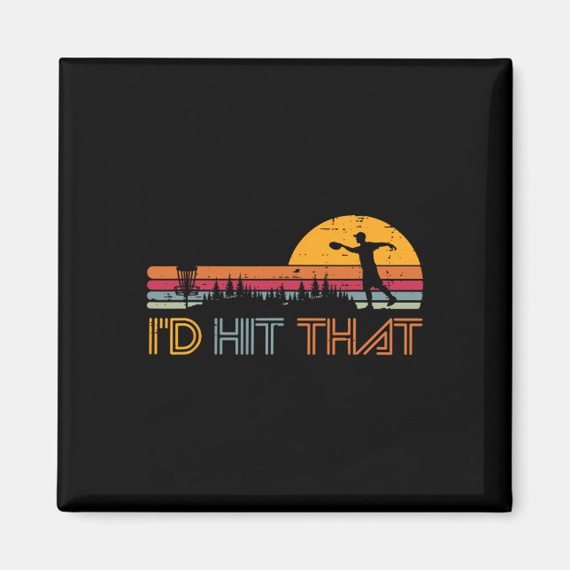 Disc Golf Id Hit That Retro Frisbee Spelare Män Kv Magnet (Framsidan)