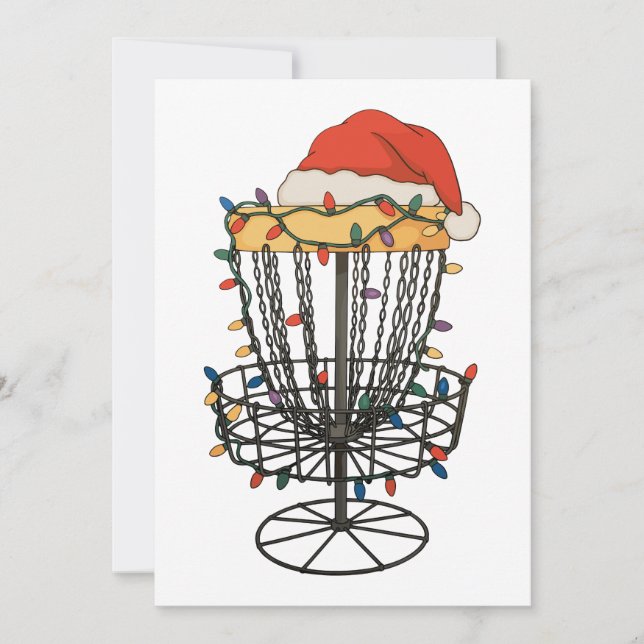 Disc Golf Korg Santa Hatt Julbelysning Xmas Inbjudningar (Framsida)