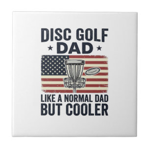 Disc Golf Pappa Vintage Flag Rolig T-Shirt Design_ Kakelplatta