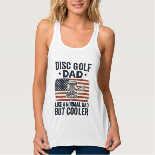 Disc Golf Pappa Vintage Flag Rolig T-Shirt Design_ Linne Med Racerback