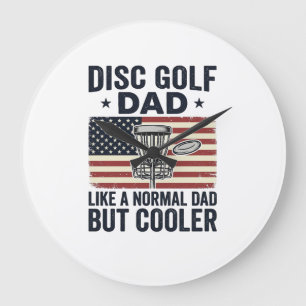 Disc Golf Pappa Vintage Flag Rolig T-Shirt Design_ Stor Klocka