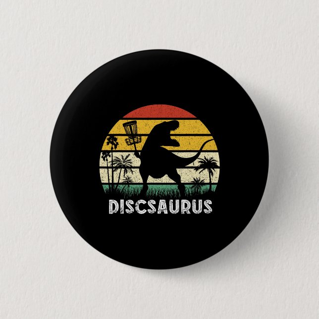 Disc Golf Retro Dinosaur Disc Golf Spelare Frolf F Knapp (Framsida)