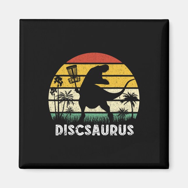 Disc Golf Retro Dinosaur Disc Golf Spelare Frolf F Magnet (Framsidan)