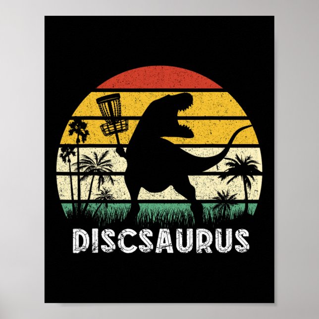 Disc Golf Retro Dinosaur Disc Golf Spelare Frolf F Poster (Framsidan)