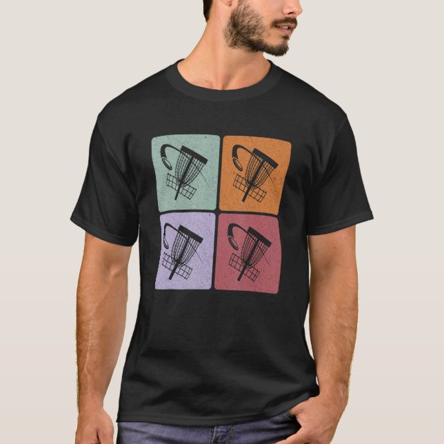 Disc Golf Retro Sunset 4 Square Frisbee Golf III T Shirt (Framsida)