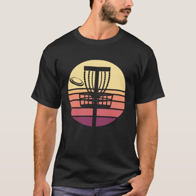 Disc Golf Retro Sunset T Shirt (Framsida)