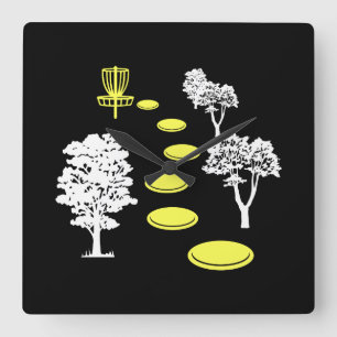 Disc Golf Skog Disc Golfare Present Fyrkantig Klocka