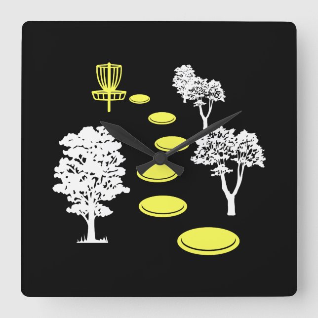 Disc Golf Skog Disc Golfare Present Fyrkantig Klocka (Framsida)