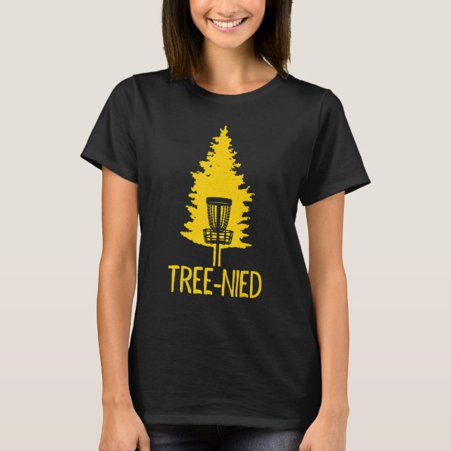 Disc Golf Tree-Nied Funny Hit Trees Retro Disc Gol T Shirt (Framsida)