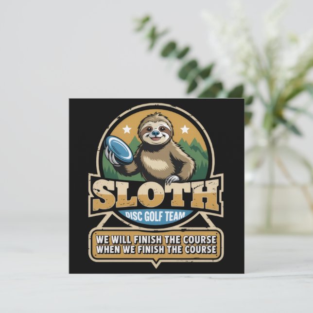 Disc Golfer Funny Sloth Disc Golf Player Golfer Inbjudningar (Stående Fram)